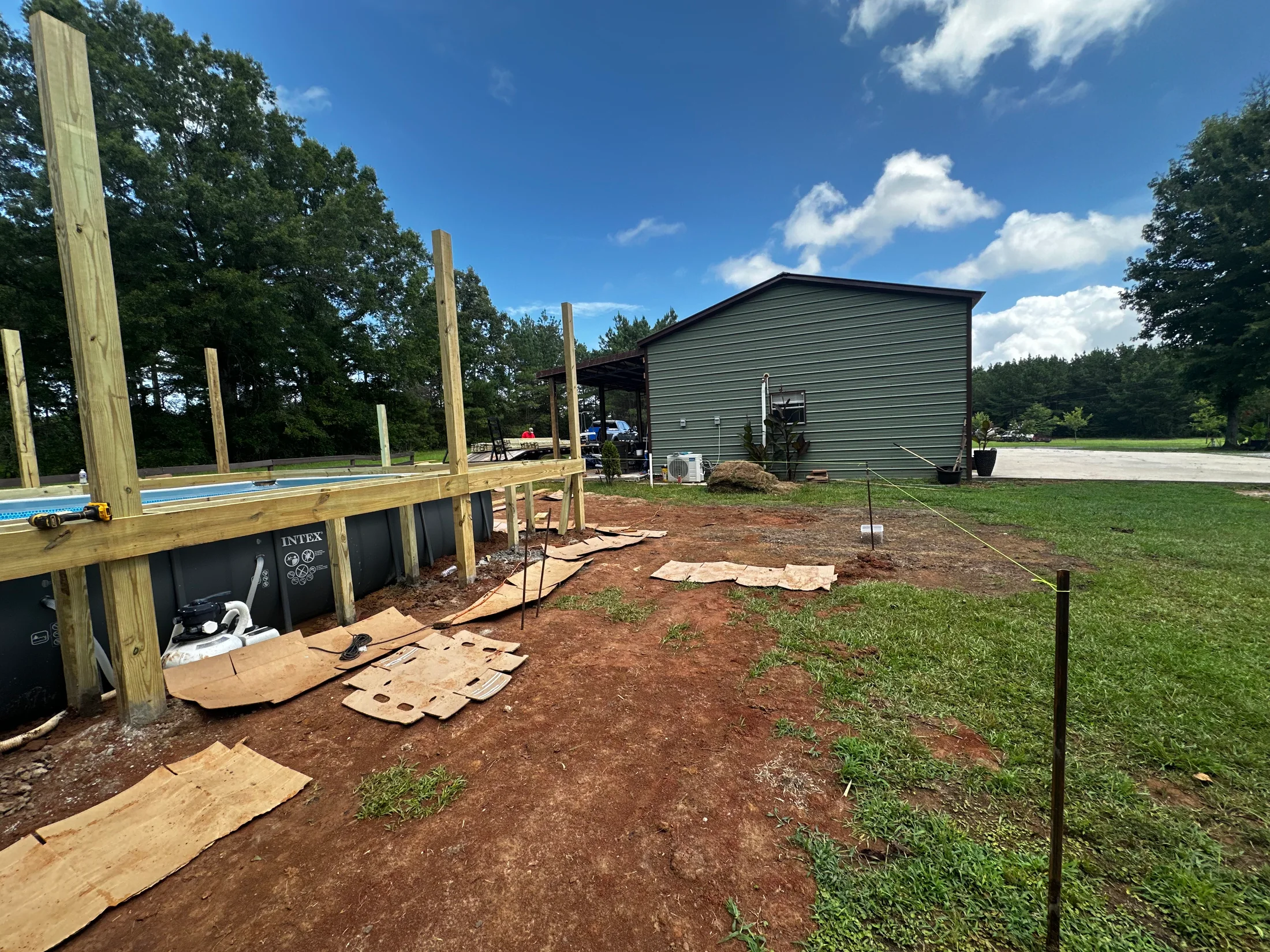 Above-Ground Pool Deck Construction - work in progress 1